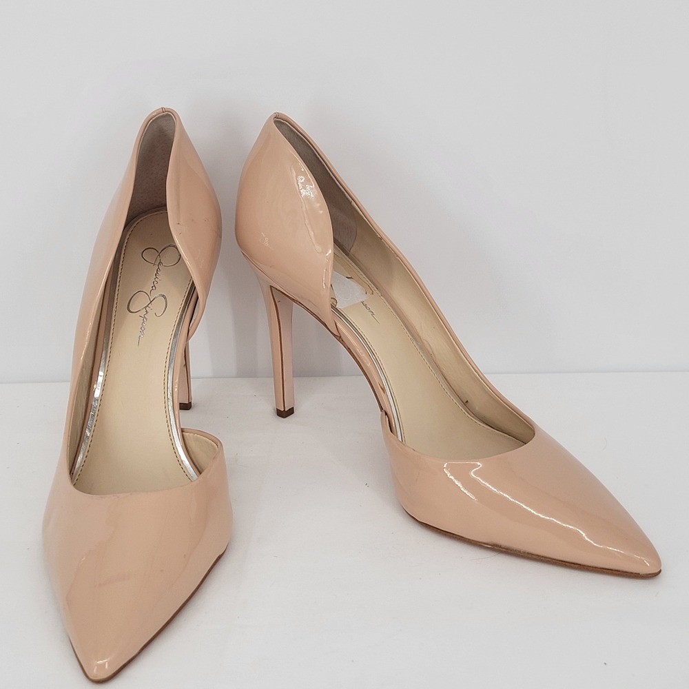 Jessica Simpson Nude Patent d'Orsay Pointed Toe Stiletto Pumps Heels Size 12M